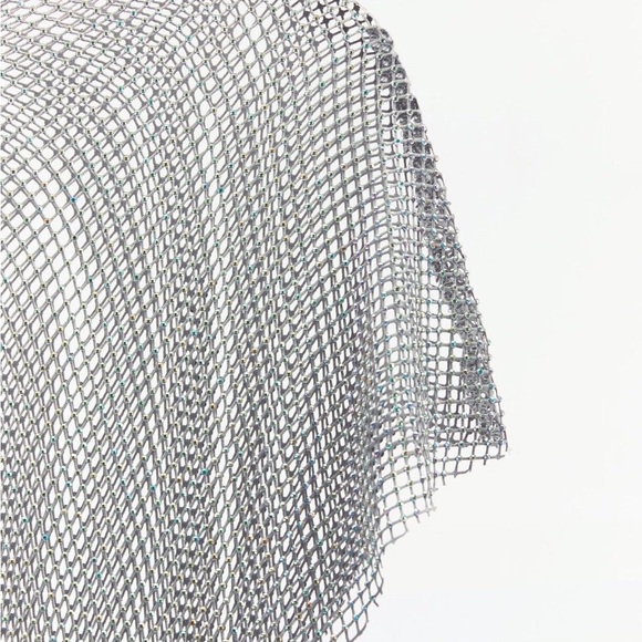 NWT Zara Silver Mesh Midi Dress - Picture 4 of 10